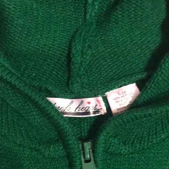 Dereck Heart Green Hoodie Sweater/ Cardigan girls Size 14 - Picture 6 of 8